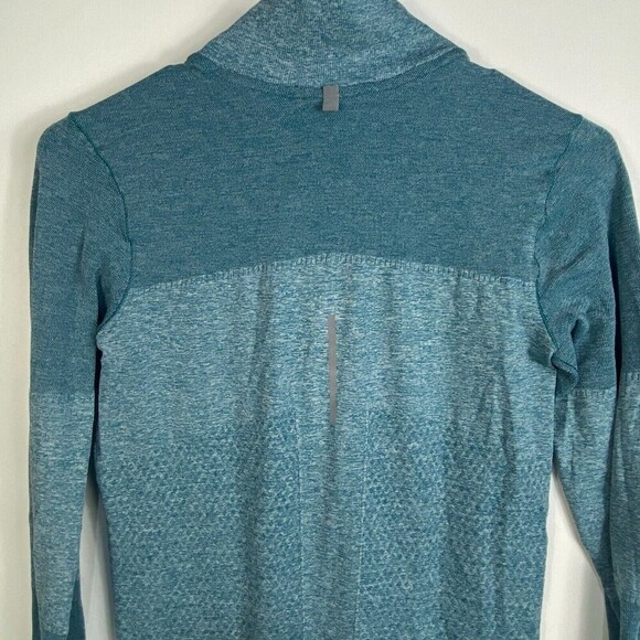 Nike Dri Fit sz M stretch Knit Half Zip Running Pullover Active Blue green - Picture 7 of 7